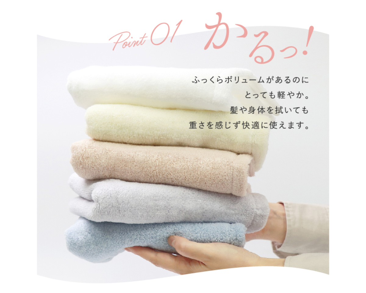 かるっ！ふわっ！すうっ！コンパクトバスタオル 同色2枚セット