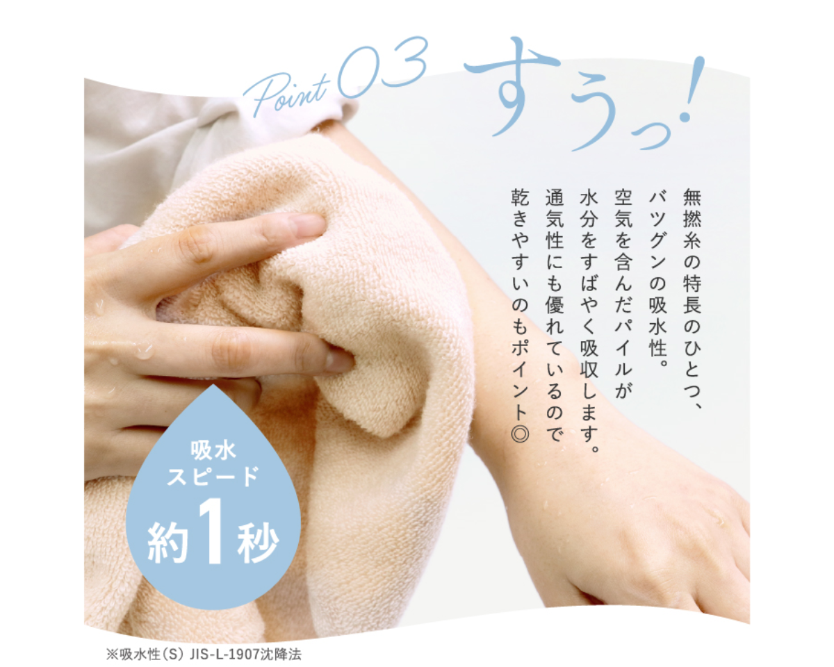 かるっ！ふわっ！すうっ！フェイスタオル 同色3枚セット