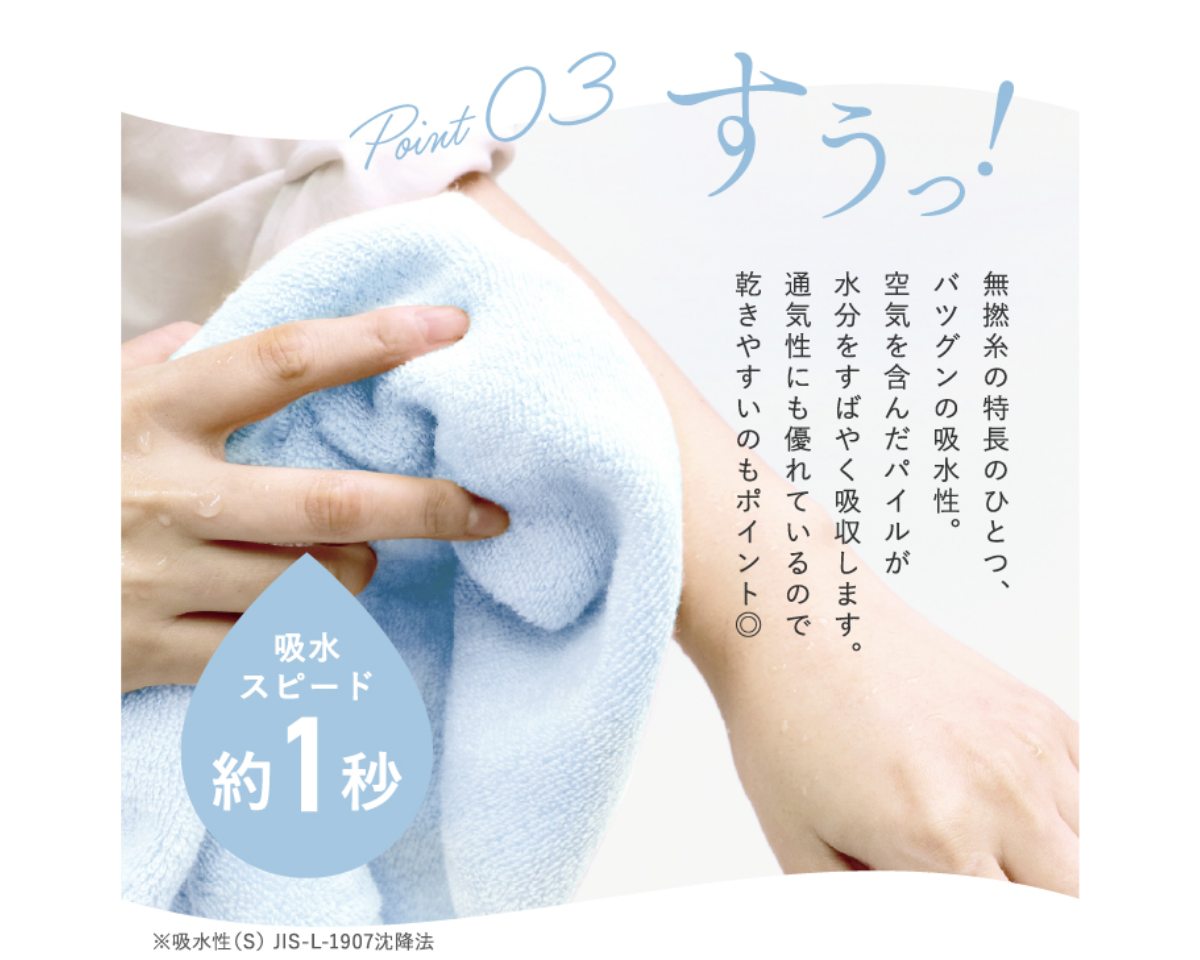 かるっ！ふわっ！すうっ！コンパクトバスタオル 同色2枚セット