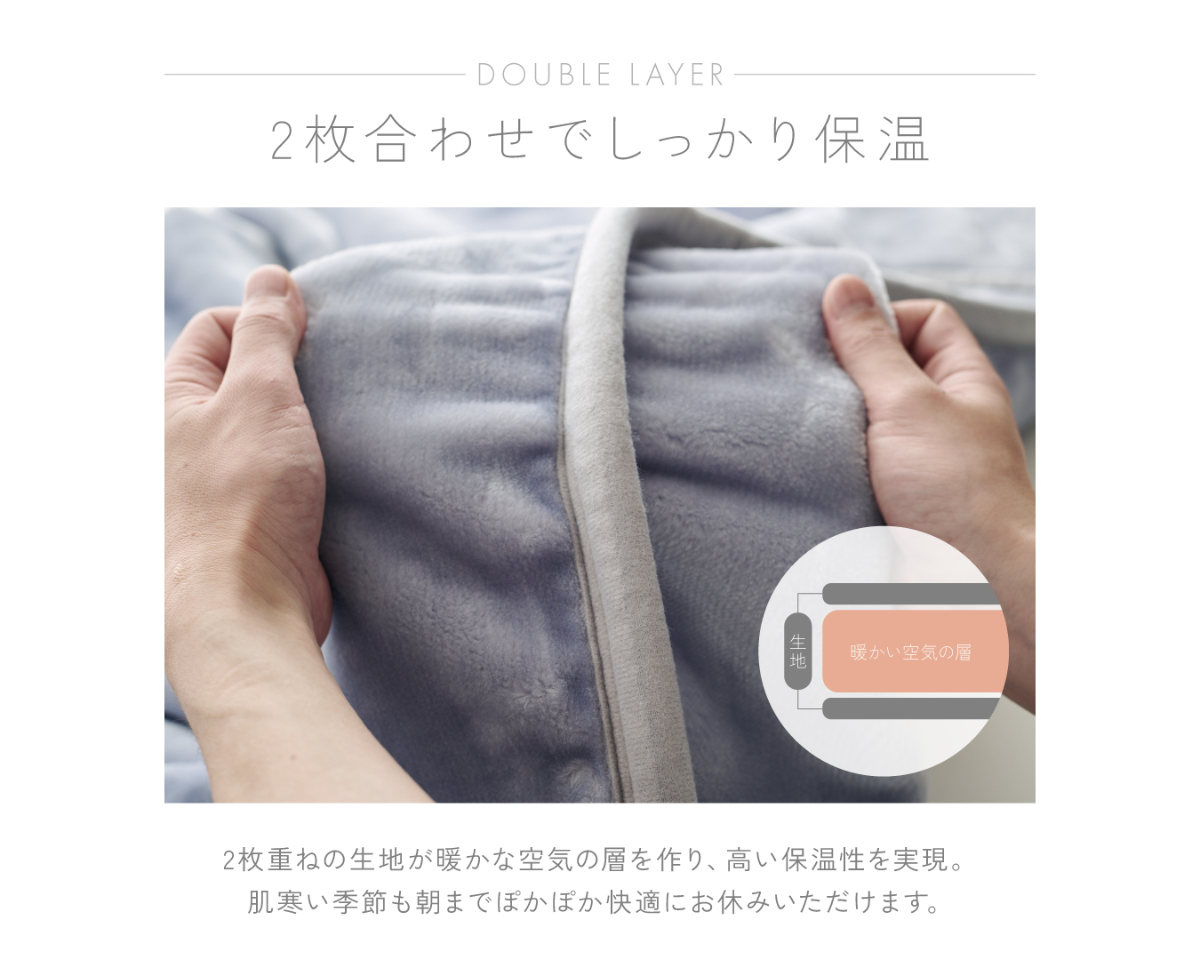 昭和西川えり付き2枚合わせ毛布 シングルサイズ